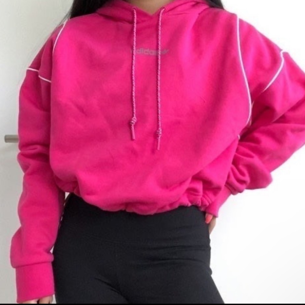 Adidas Cropped Hoodie in hot pink